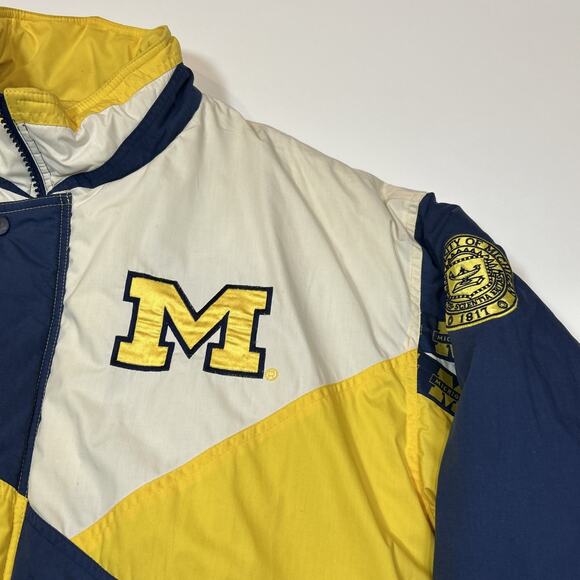 Vintage 90s Pro Player Michigan Wolverines Puffer Jacket Men’s XL Full Zip Blue - Picture 5 of 15